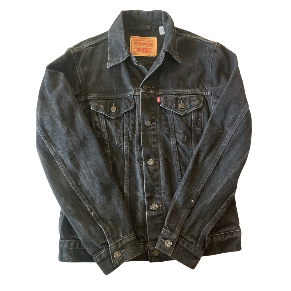 Levi's Denim Jacket Women's M Black 70589 Trucker Classic Red Tab Cotton